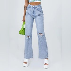 Princess Polly light wash wife leg ripped Monaco Denim Jeans Size US 0